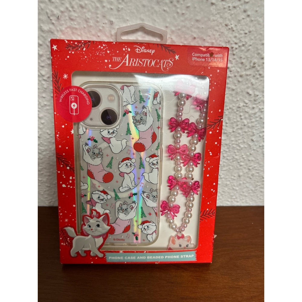 Disney The Aristocats Marie iPhone 13 14 15 Case and Beaded Strap Christmas New